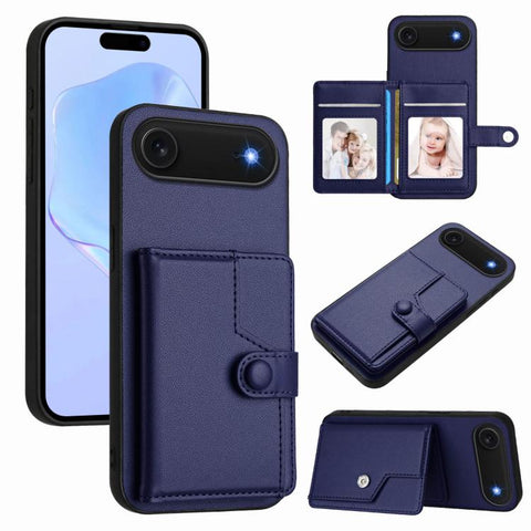 Button Card Bag RFID Anti-theft Phone Case, For iPhone 18 Pro / 17 Pro, For iPhone 18 Pro Max / 17 Pro Max, For iPhone 17, For iPhone Air, For iPhone 16 Pro Max, For iPhone 16 Pro, For iPhone 16 Plus, For iPhone 16