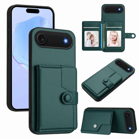 Button Card Bag RFID Anti-theft Phone Case, For iPhone 18 Pro / 17 Pro, For iPhone 18 Pro Max / 17 Pro Max, For iPhone 17, For iPhone Air, For iPhone 16 Pro Max, For iPhone 16 Pro, For iPhone 16 Plus, For iPhone 16