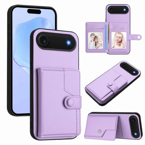 Button Card Bag RFID Anti-theft Phone Case, For iPhone 18 Pro / 17 Pro, For iPhone 18 Pro Max / 17 Pro Max, For iPhone 17, For iPhone Air, For iPhone 16 Pro Max, For iPhone 16 Pro, For iPhone 16 Plus, For iPhone 16