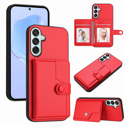 Button Card Bag RFID Anti-theft Phone Case, For Samsung Galaxy M56 5G, For Samsung Galaxy M16 5G / F16 5G, For Samsung Galaxy M06 5G / F06 5G, For Samsung Galaxy M35, For Samsung Galaxy M55 / C55 5G, For Samsung Galaxy M15 / F15