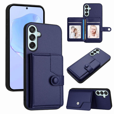 Button Card Bag RFID Anti-theft Phone Case, For Samsung Galaxy M56 5G, For Samsung Galaxy M16 5G / F16 5G, For Samsung Galaxy M06 5G / F06 5G, For Samsung Galaxy M35, For Samsung Galaxy M55 / C55 5G, For Samsung Galaxy M15 / F15