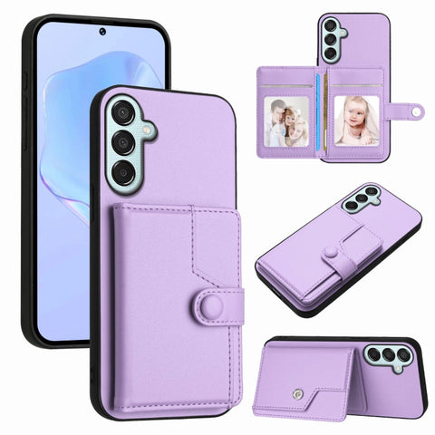Button Card Bag RFID Anti-theft Phone Case, For Samsung Galaxy M56 5G, For Samsung Galaxy M16 5G / F16 5G, For Samsung Galaxy M06 5G / F06 5G, For Samsung Galaxy M35, For Samsung Galaxy M55 / C55 5G, For Samsung Galaxy M15 / F15