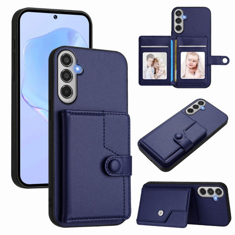 Button Card Bag RFID Anti-theft Phone Case, For Samsung Galaxy M56 5G, For Samsung Galaxy M16 5G / F16 5G, For Samsung Galaxy M06 5G / F06 5G, For Samsung Galaxy M35, For Samsung Galaxy M55 / C55 5G, For Samsung Galaxy M15 / F15
