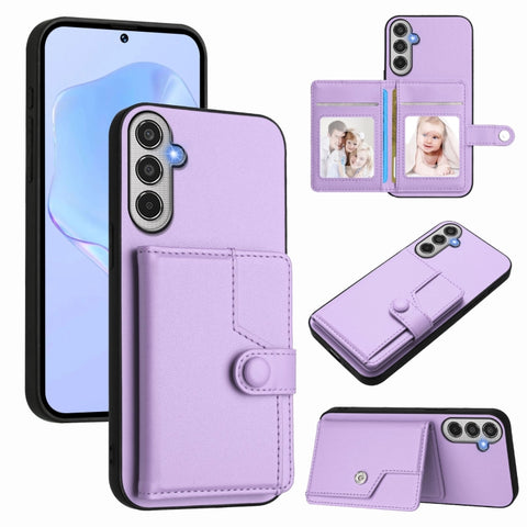 Button Card Bag RFID Anti-theft Phone Case, For Samsung Galaxy M56 5G, For Samsung Galaxy M16 5G / F16 5G, For Samsung Galaxy M06 5G / F06 5G, For Samsung Galaxy M35, For Samsung Galaxy M55 / C55 5G, For Samsung Galaxy M15 / F15