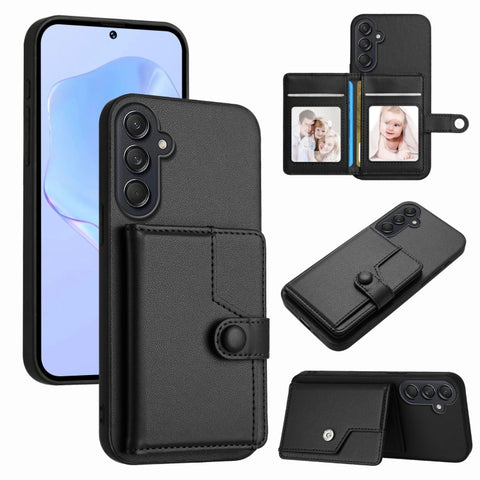 Button Card Bag RFID Anti-theft Phone Case, For Samsung Galaxy M56 5G, For Samsung Galaxy M16 5G / F16 5G, For Samsung Galaxy M06 5G / F06 5G, For Samsung Galaxy M35, For Samsung Galaxy M55 / C55 5G, For Samsung Galaxy M15 / F15