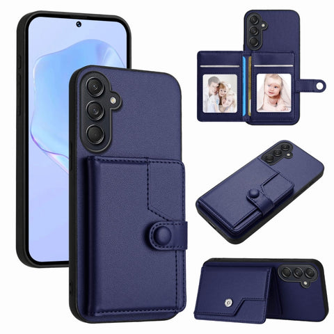 Button Card Bag RFID Anti-theft Phone Case, For Samsung Galaxy M56 5G, For Samsung Galaxy M16 5G / F16 5G, For Samsung Galaxy M06 5G / F06 5G, For Samsung Galaxy M35, For Samsung Galaxy M55 / C55 5G, For Samsung Galaxy M15 / F15