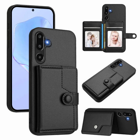 Button Card Bag RFID Anti-theft Phone Case, For Samsung Galaxy M56 5G, For Samsung Galaxy M16 5G / F16 5G, For Samsung Galaxy M06 5G / F06 5G, For Samsung Galaxy M35, For Samsung Galaxy M55 / C55 5G, For Samsung Galaxy M15 / F15