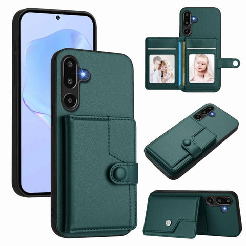 Button Card Bag RFID Anti-theft Phone Case, For Samsung Galaxy M56 5G, For Samsung Galaxy M16 5G / F16 5G, For Samsung Galaxy M06 5G / F06 5G, For Samsung Galaxy M35, For Samsung Galaxy M55 / C55 5G, For Samsung Galaxy M15 / F15