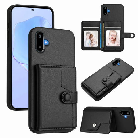 Button Card Bag RFID Anti-theft Phone Case, For Samsung Galaxy M56 5G, For Samsung Galaxy M16 5G / F16 5G, For Samsung Galaxy M06 5G / F06 5G, For Samsung Galaxy M35, For Samsung Galaxy M55 / C55 5G, For Samsung Galaxy M15 / F15