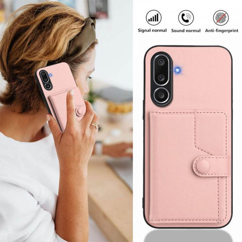 Button Card Bag RFID Anti-theft Phone Case, For Samsung Galaxy M56 5G, For Samsung Galaxy M16 5G / F16 5G, For Samsung Galaxy M06 5G / F06 5G, For Samsung Galaxy M35, For Samsung Galaxy M55 / C55 5G, For Samsung Galaxy M15 / F15