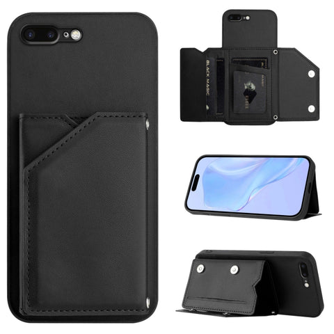 Skin Feel Four Card Slots Phone Case with Wrist Strap, For iPhone 12 mini, For iPhone 11 Pro Max, For iPhone 11, For iPhone 11 Pro, For iPhone X / XS, For iPhone XR, For iPhone XS Max, For iPhone 7 Plus / 8 Plus