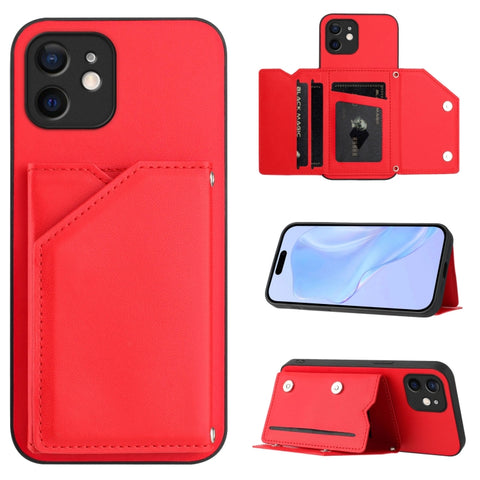 Skin Feel Four Card Slots Phone Case with Wrist Strap, For iPhone 12 mini, For iPhone 11 Pro Max, For iPhone 11, For iPhone 11 Pro, For iPhone X / XS, For iPhone XR, For iPhone XS Max, For iPhone 7 Plus / 8 Plus