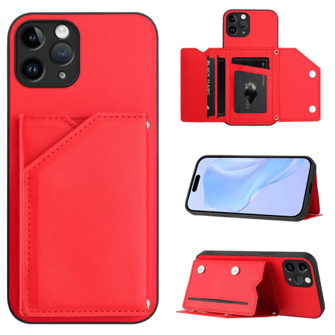 Skin Feel Four Card Slots Phone Case with Wrist Strap, For iPhone 12 mini, For iPhone 11 Pro Max, For iPhone 11, For iPhone 11 Pro, For iPhone X / XS, For iPhone XR, For iPhone XS Max, For iPhone 7 Plus / 8 Plus