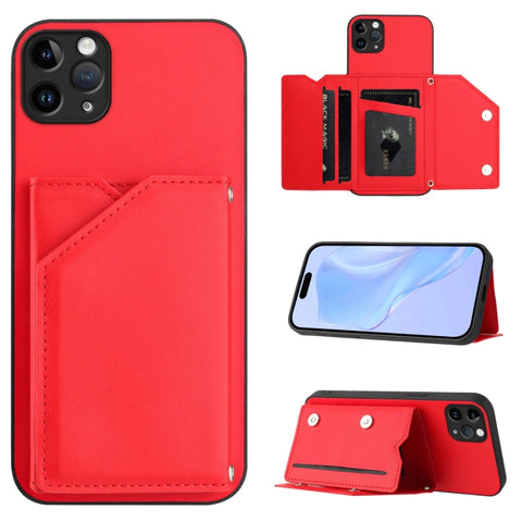 Skin Feel Four Card Slots Phone Case with Wrist Strap, For iPhone 12 mini, For iPhone 11 Pro Max, For iPhone 11, For iPhone 11 Pro, For iPhone X / XS, For iPhone XR, For iPhone XS Max, For iPhone 7 Plus / 8 Plus