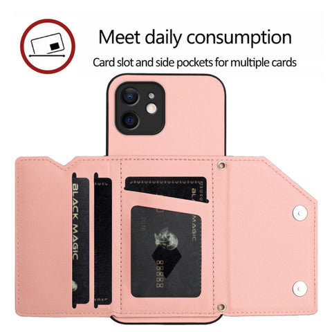 Skin Feel Four Card Slots Phone Case with Wrist Strap, For iPhone 12 mini, For iPhone 11 Pro Max, For iPhone 11, For iPhone 11 Pro, For iPhone X / XS, For iPhone XR, For iPhone XS Max, For iPhone 7 Plus / 8 Plus
