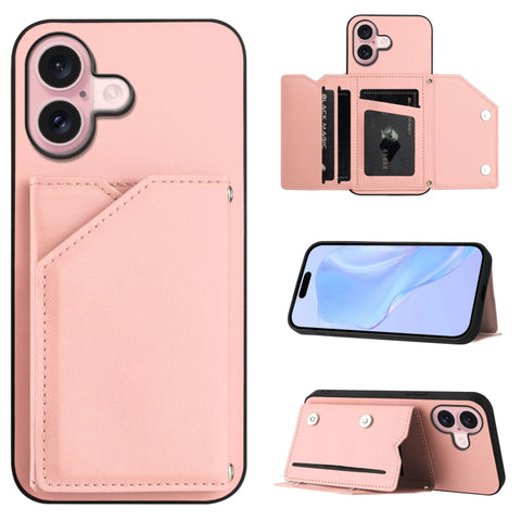 Skin Feel Four Card Slots Phone Case with Wrist Strap, For iPhone 18 Pro / 17 Pro, For iPhone 18 Pro Max / 17 Pro Max, For iPhone 17, For iPhone Air, For iPhone 16 Pro Max, For iPhone 16 Pro, For iPhone 16 Plus, For iPhone 16
