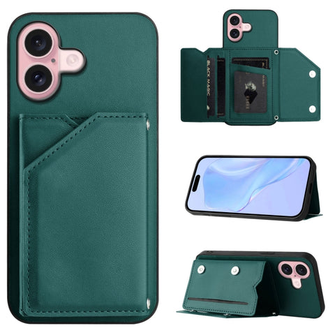 Skin Feel Four Card Slots Phone Case with Wrist Strap, For iPhone 18 Pro / 17 Pro, For iPhone 18 Pro Max / 17 Pro Max, For iPhone 17, For iPhone Air, For iPhone 16 Pro Max, For iPhone 16 Pro, For iPhone 16 Plus, For iPhone 16