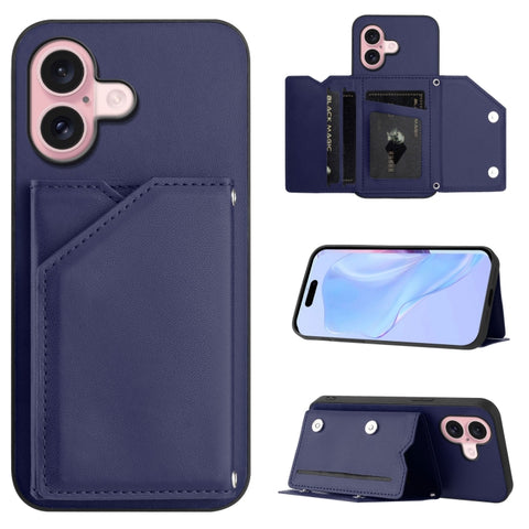 Skin Feel Four Card Slots Phone Case with Wrist Strap, For iPhone 18 Pro / 17 Pro, For iPhone 18 Pro Max / 17 Pro Max, For iPhone 17, For iPhone Air, For iPhone 16 Pro Max, For iPhone 16 Pro, For iPhone 16 Plus, For iPhone 16