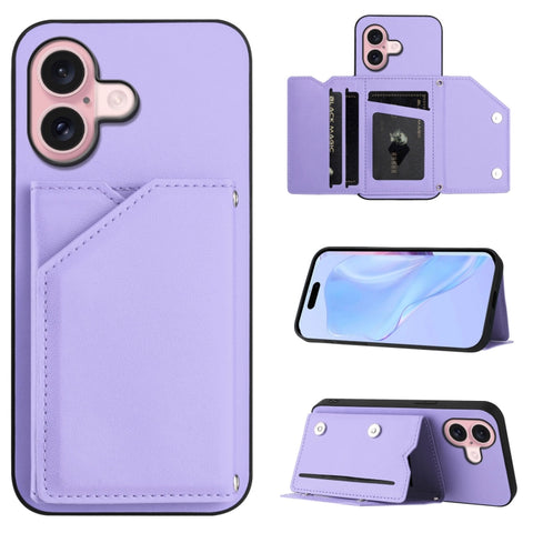 Skin Feel Four Card Slots Phone Case with Wrist Strap, For iPhone 18 Pro / 17 Pro, For iPhone 18 Pro Max / 17 Pro Max, For iPhone 17, For iPhone Air, For iPhone 16 Pro Max, For iPhone 16 Pro, For iPhone 16 Plus, For iPhone 16