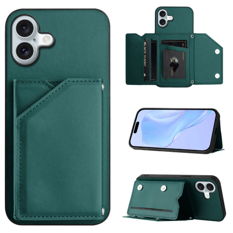 Skin Feel Four Card Slots Phone Case with Wrist Strap, For iPhone 18 Pro / 17 Pro, For iPhone 18 Pro Max / 17 Pro Max, For iPhone 17, For iPhone Air, For iPhone 16 Pro Max, For iPhone 16 Pro, For iPhone 16 Plus, For iPhone 16