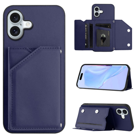 Skin Feel Four Card Slots Phone Case with Wrist Strap, For iPhone 18 Pro / 17 Pro, For iPhone 18 Pro Max / 17 Pro Max, For iPhone 17, For iPhone Air, For iPhone 16 Pro Max, For iPhone 16 Pro, For iPhone 16 Plus, For iPhone 16