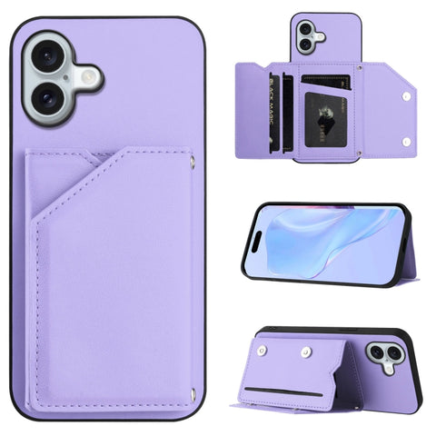Skin Feel Four Card Slots Phone Case with Wrist Strap, For iPhone 18 Pro / 17 Pro, For iPhone 18 Pro Max / 17 Pro Max, For iPhone 17, For iPhone Air, For iPhone 16 Pro Max, For iPhone 16 Pro, For iPhone 16 Plus, For iPhone 16