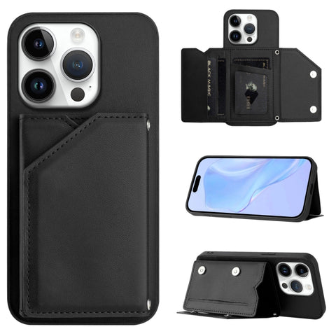 Skin Feel Four Card Slots Phone Case with Wrist Strap, For iPhone 18 Pro / 17 Pro, For iPhone 18 Pro Max / 17 Pro Max, For iPhone 17, For iPhone Air, For iPhone 16 Pro Max, For iPhone 16 Pro, For iPhone 16 Plus, For iPhone 16