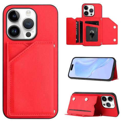 Skin Feel Four Card Slots Phone Case with Wrist Strap, For iPhone 18 Pro / 17 Pro, For iPhone 18 Pro Max / 17 Pro Max, For iPhone 17, For iPhone Air, For iPhone 16 Pro Max, For iPhone 16 Pro, For iPhone 16 Plus, For iPhone 16