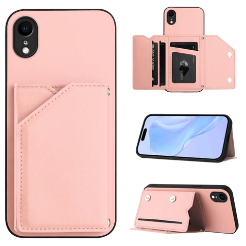Skin Feel Four Card Slots Phone Case with Wrist Strap, For iPhone 12 mini, For iPhone 11 Pro Max, For iPhone 11, For iPhone 11 Pro, For iPhone X / XS, For iPhone XR, For iPhone XS Max, For iPhone 7 Plus / 8 Plus