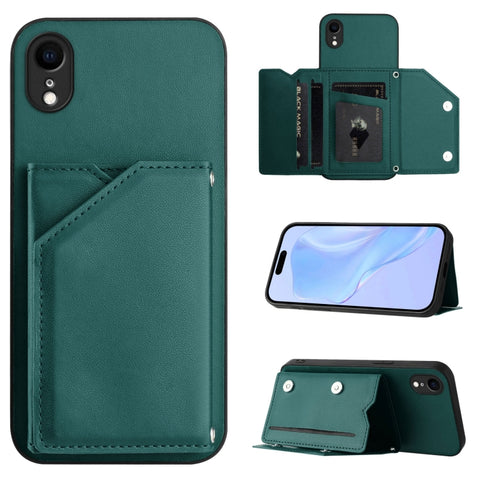 Skin Feel Four Card Slots Phone Case with Wrist Strap, For iPhone 12 mini, For iPhone 11 Pro Max, For iPhone 11, For iPhone 11 Pro, For iPhone X / XS, For iPhone XR, For iPhone XS Max, For iPhone 7 Plus / 8 Plus
