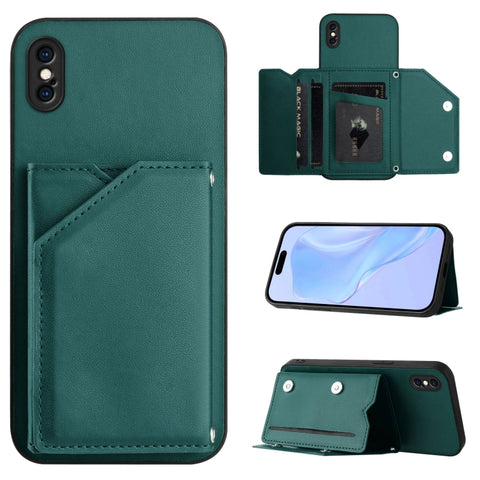 Skin Feel Four Card Slots Phone Case with Wrist Strap, For iPhone 12 mini, For iPhone 11 Pro Max, For iPhone 11, For iPhone 11 Pro, For iPhone X / XS, For iPhone XR, For iPhone XS Max, For iPhone 7 Plus / 8 Plus