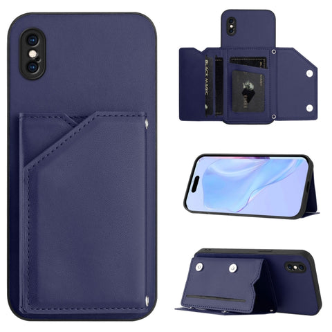 Skin Feel Four Card Slots Phone Case with Wrist Strap, For iPhone 12 mini, For iPhone 11 Pro Max, For iPhone 11, For iPhone 11 Pro, For iPhone X / XS, For iPhone XR, For iPhone XS Max, For iPhone 7 Plus / 8 Plus