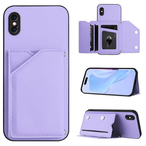 Skin Feel Four Card Slots Phone Case with Wrist Strap, For iPhone 12 mini, For iPhone 11 Pro Max, For iPhone 11, For iPhone 11 Pro, For iPhone X / XS, For iPhone XR, For iPhone XS Max, For iPhone 7 Plus / 8 Plus