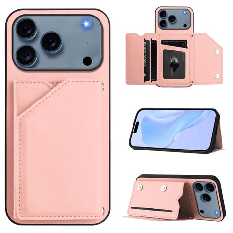 Skin Feel Four Card Slots Phone Case with Wrist Strap, For iPhone 18 Pro / 17 Pro, For iPhone 18 Pro Max / 17 Pro Max, For iPhone 17, For iPhone Air, For iPhone 16 Pro Max, For iPhone 16 Pro, For iPhone 16 Plus, For iPhone 16