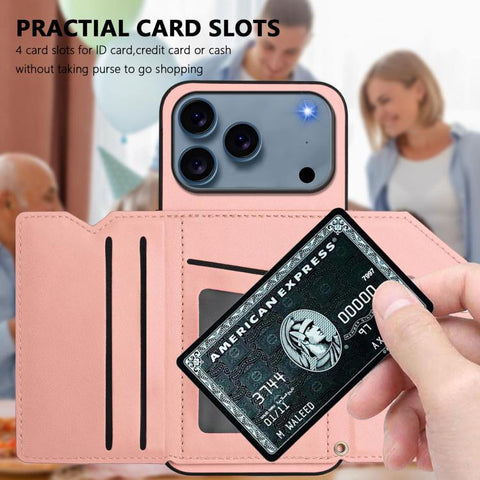 Skin Feel Four Card Slots Phone Case with Wrist Strap, For iPhone 18 Pro / 17 Pro, For iPhone 18 Pro Max / 17 Pro Max, For iPhone 17, For iPhone Air, For iPhone 16 Pro Max, For iPhone 16 Pro, For iPhone 16 Plus, For iPhone 16