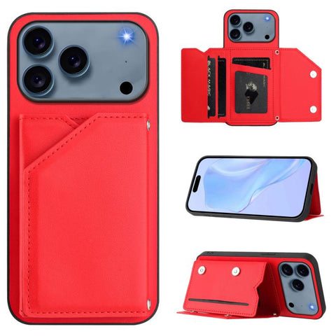 Skin Feel Four Card Slots Phone Case with Wrist Strap, For iPhone 18 Pro / 17 Pro, For iPhone 18 Pro Max / 17 Pro Max, For iPhone 17, For iPhone Air, For iPhone 16 Pro Max, For iPhone 16 Pro, For iPhone 16 Plus, For iPhone 16