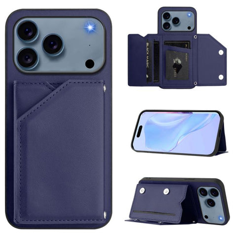 Skin Feel Four Card Slots Phone Case with Wrist Strap, For iPhone 18 Pro / 17 Pro, For iPhone 18 Pro Max / 17 Pro Max, For iPhone 17, For iPhone Air, For iPhone 16 Pro Max, For iPhone 16 Pro, For iPhone 16 Plus, For iPhone 16