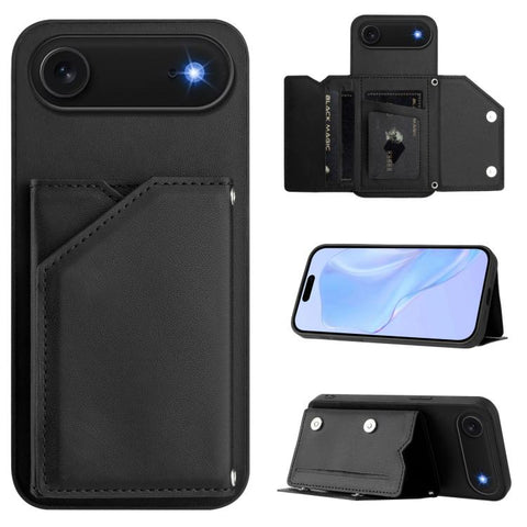 Skin Feel Four Card Slots Phone Case with Wrist Strap, For iPhone 18 Pro / 17 Pro, For iPhone 18 Pro Max / 17 Pro Max, For iPhone 17, For iPhone Air, For iPhone 16 Pro Max, For iPhone 16 Pro, For iPhone 16 Plus, For iPhone 16