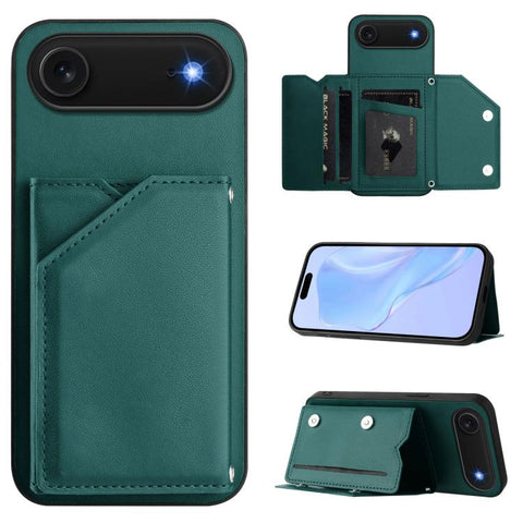 Skin Feel Four Card Slots Phone Case with Wrist Strap, For iPhone 18 Pro / 17 Pro, For iPhone 18 Pro Max / 17 Pro Max, For iPhone 17, For iPhone Air, For iPhone 16 Pro Max, For iPhone 16 Pro, For iPhone 16 Plus, For iPhone 16