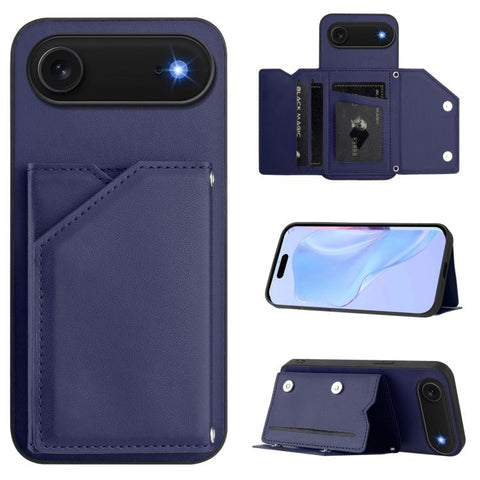 Skin Feel Four Card Slots Phone Case with Wrist Strap, For iPhone 18 Pro / 17 Pro, For iPhone 18 Pro Max / 17 Pro Max, For iPhone 17, For iPhone Air, For iPhone 16 Pro Max, For iPhone 16 Pro, For iPhone 16 Plus, For iPhone 16