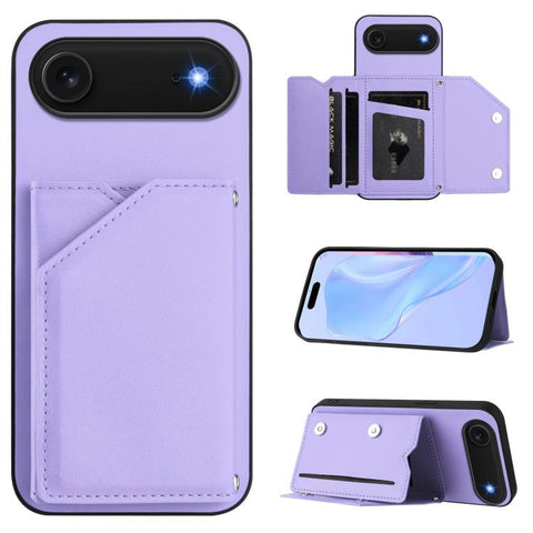 Skin Feel Four Card Slots Phone Case with Wrist Strap, For iPhone 18 Pro / 17 Pro, For iPhone 18 Pro Max / 17 Pro Max, For iPhone 17, For iPhone Air, For iPhone 16 Pro Max, For iPhone 16 Pro, For iPhone 16 Plus, For iPhone 16