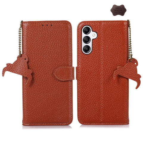 Genuine Leather Litchi Texture RFID Leather Phone Case, For Samsung Galaxy A27 5G, For Samsung Galaxy A36