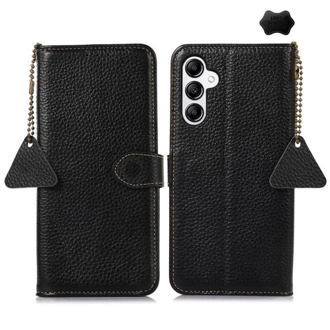 Genuine Leather Litchi Texture RFID Leather Phone Case, For Samsung Galaxy A27 5G, For Samsung Galaxy A36