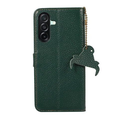 Genuine Leather Litchi Texture RFID Leather Phone Case, For Samsung Galaxy A27 5G, For Samsung Galaxy A36