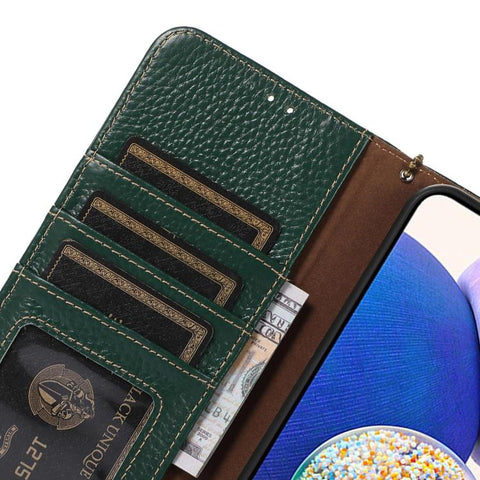 Genuine Leather Litchi Texture RFID Leather Phone Case, For Samsung Galaxy A27 5G, For Samsung Galaxy A36