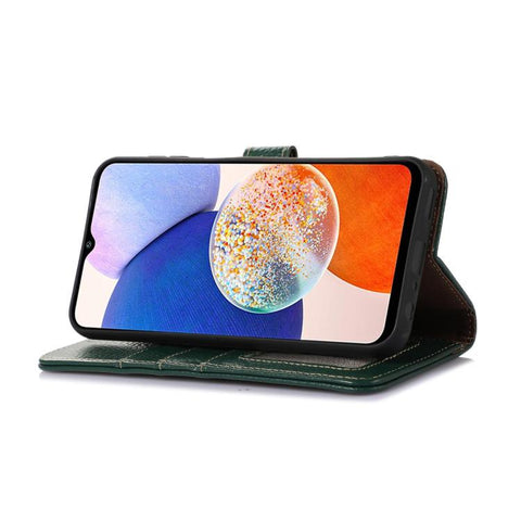 Genuine Leather Litchi Texture RFID Leather Phone Case, For Samsung Galaxy A27 5G, For Samsung Galaxy A36