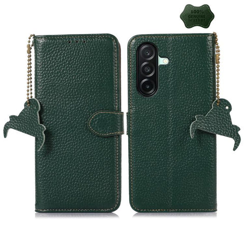 Genuine Leather Litchi Texture RFID Leather Phone Case, For Samsung Galaxy A27 5G, For Samsung Galaxy A36