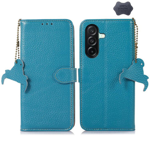 Genuine Leather Litchi Texture RFID Leather Phone Case, For Samsung Galaxy A27 5G, For Samsung Galaxy A36