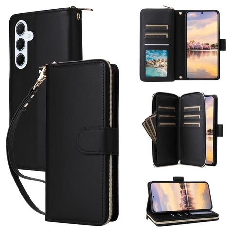 Nine-card Slots Zipper Wallet Bag Leather Phone Case, For Galaxy A26 5G, For Galaxy A16, For Galaxy A25, For Galaxy A55, For Galaxy A35, For Galaxy A15
