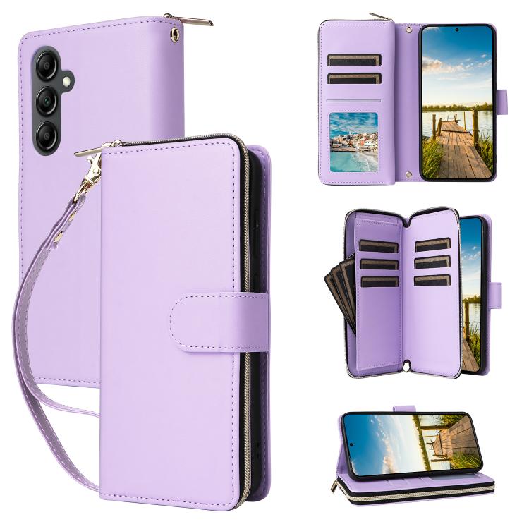 Nine-card Slots Zipper Wallet Bag Leather Phone Case, For Galaxy A26 5G, For Galaxy A16, For Galaxy A25, For Galaxy A55, For Galaxy A35, For Galaxy A15